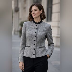 Half Moon Wool Blend Houndstooth High-neck Jacket Women's Jacket S/M?